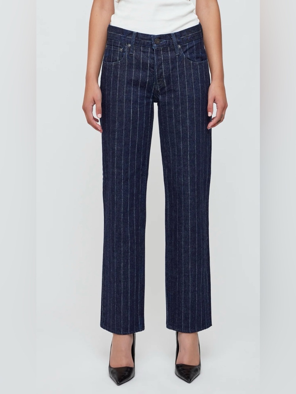 Moussy Vintage Syosset Pinstripe Straight Low-Rise Jeans - Picture 3 of 13